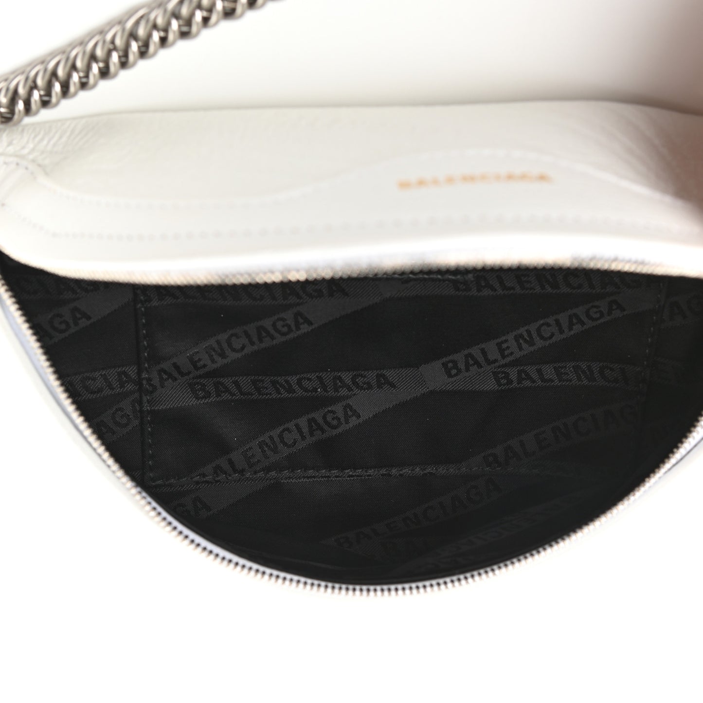 Shiny Goatskin Allover Logo Embossed XXS Souvenir Belt Bag White