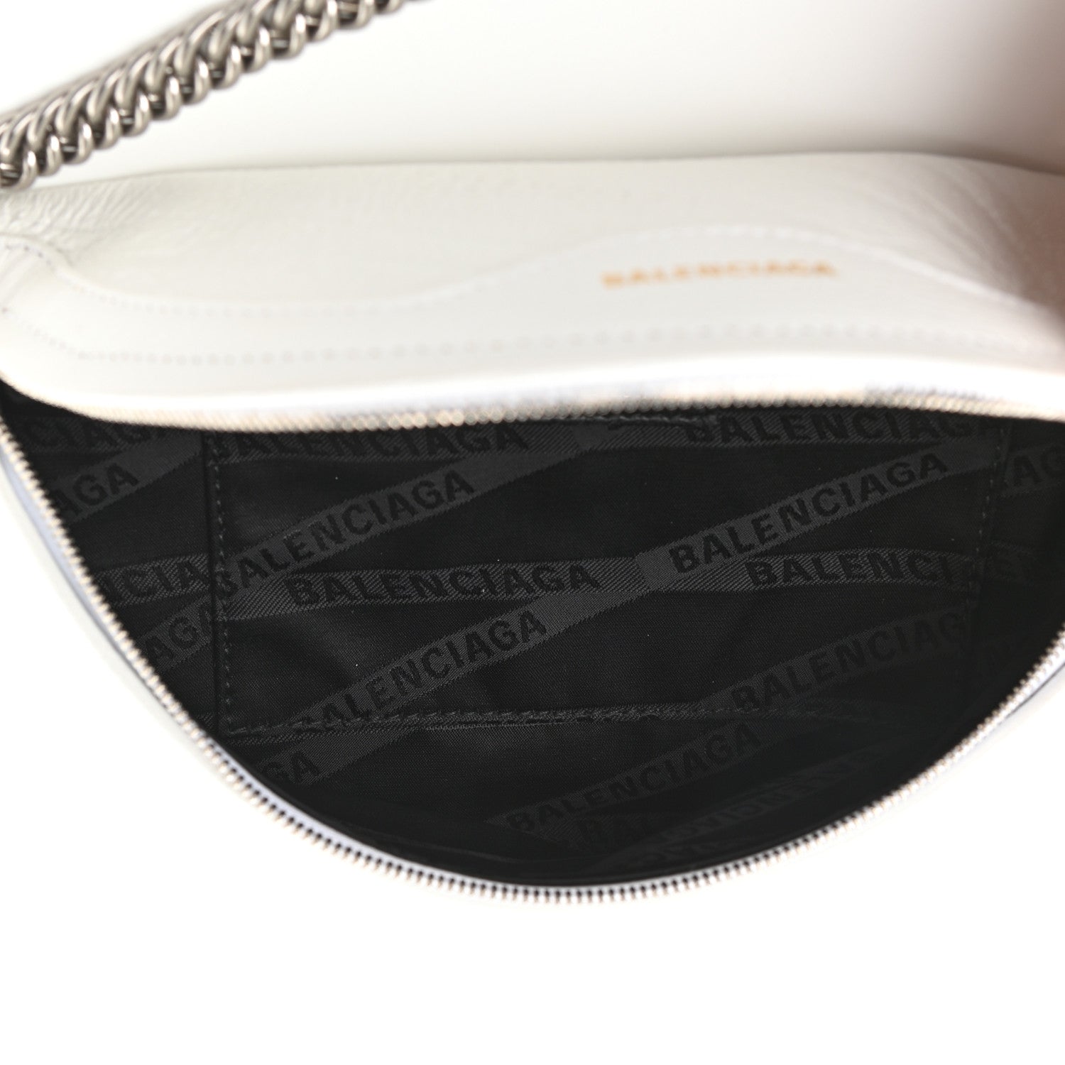 Balenciaga Shiny Goatskin Allover Logo Embossed XXS Souvenir Belt Bag White 4 of 9