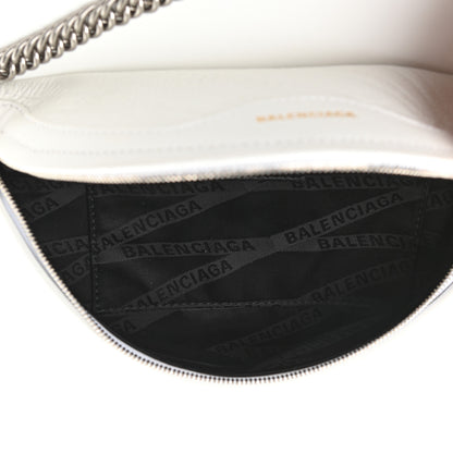 Balenciaga Shiny Goatskin Allover Logo Embossed XXS Souvenir Belt Bag White 4 of 9