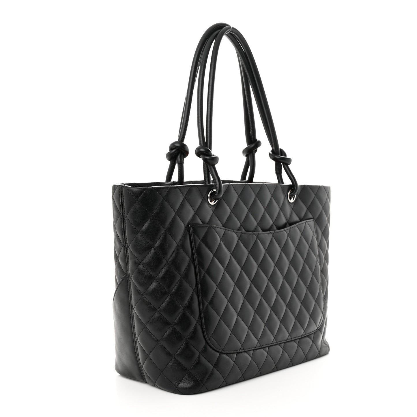 Calfskin Quilted Large Cambon Tote Black