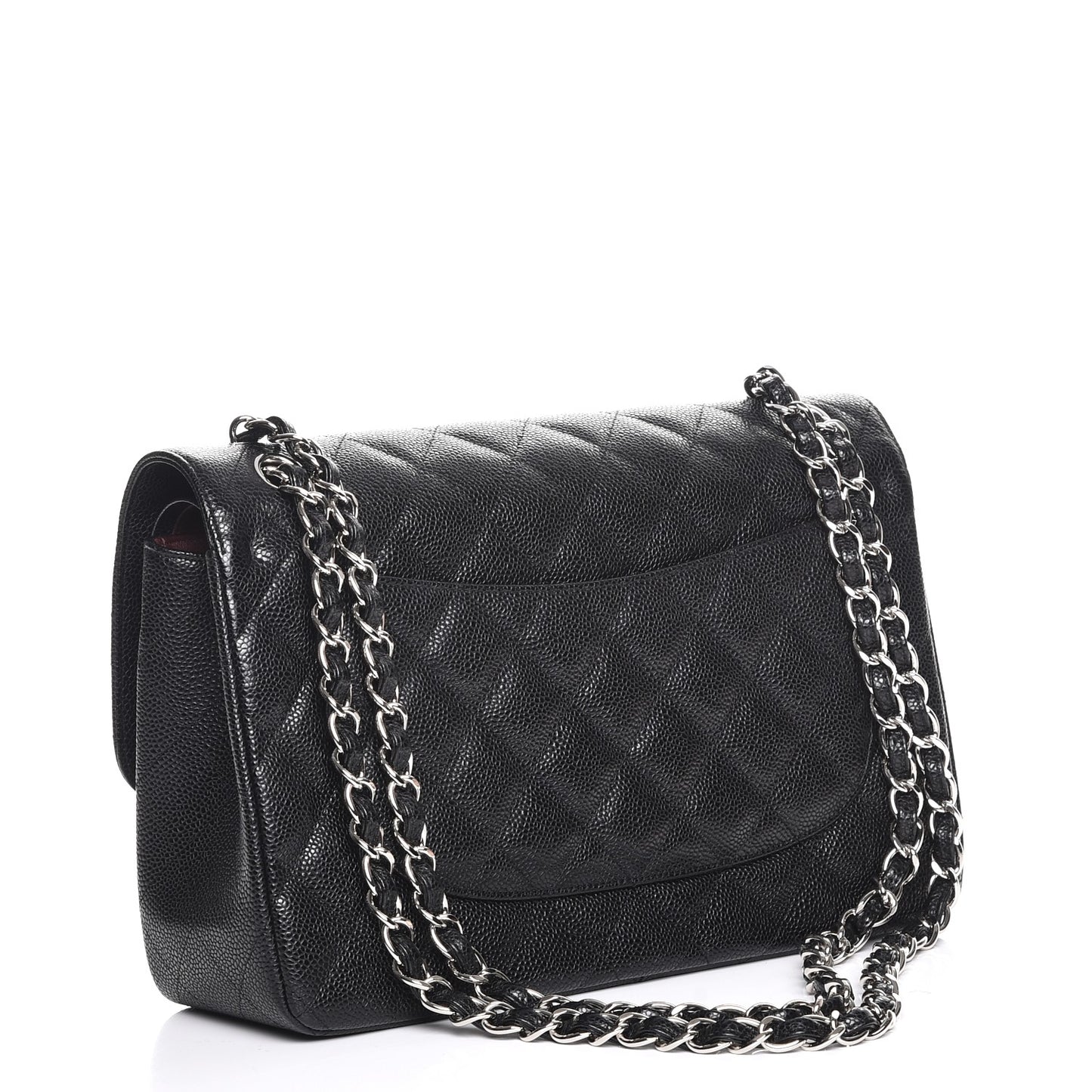 Caviar Quilted Jumbo Double Flap Black