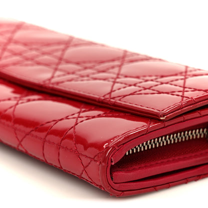 Christian Dior Patent Cannage Lady Dior Rendezvous Wallet On Chain Red 10 of 10