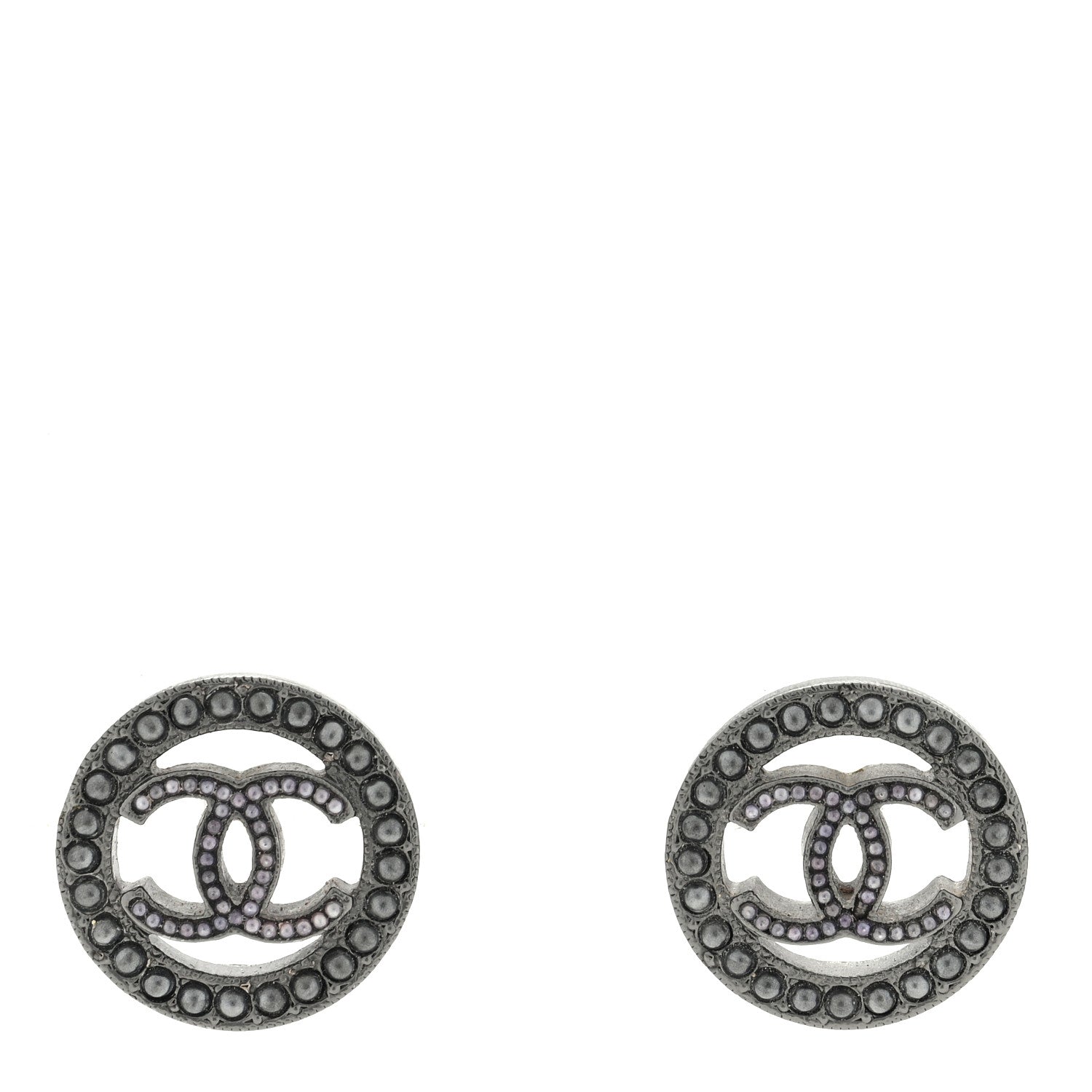 Chanel Ruthenium Pearl CC Round Earrings Dark Grey 1 of 4