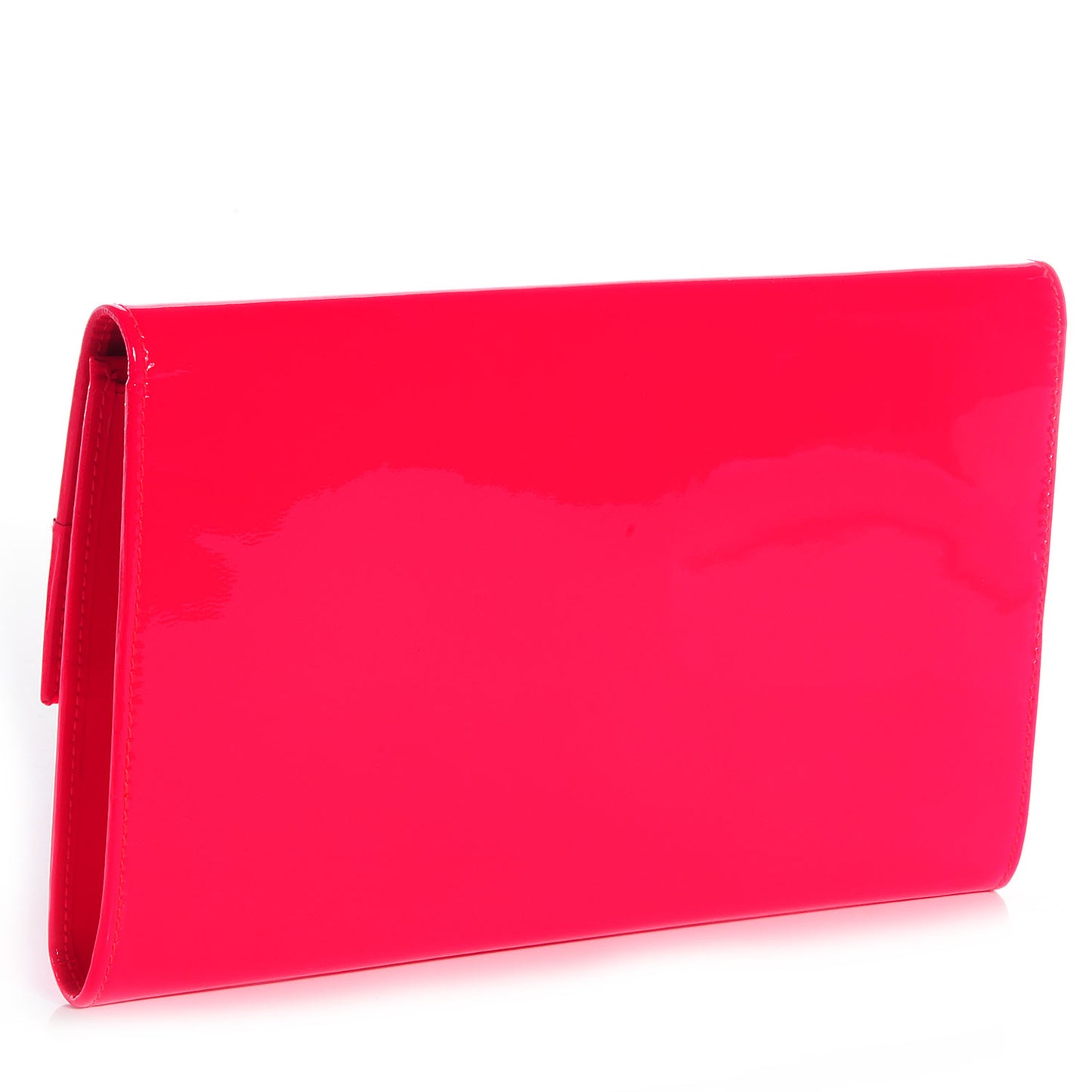 Patent Leather Reese Flap Clutch Neon Fuchsia