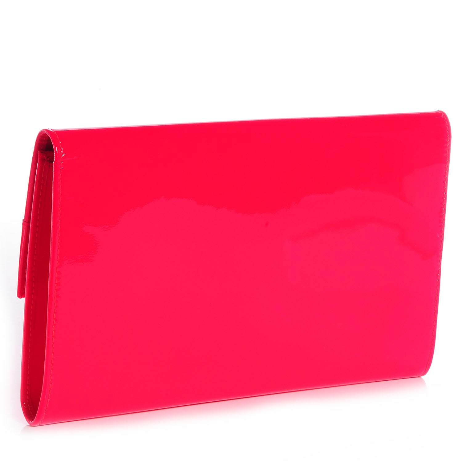 Jimmy Choo Patent Leather Reese Flap Clutch Neon Fuchsia 4 of 16