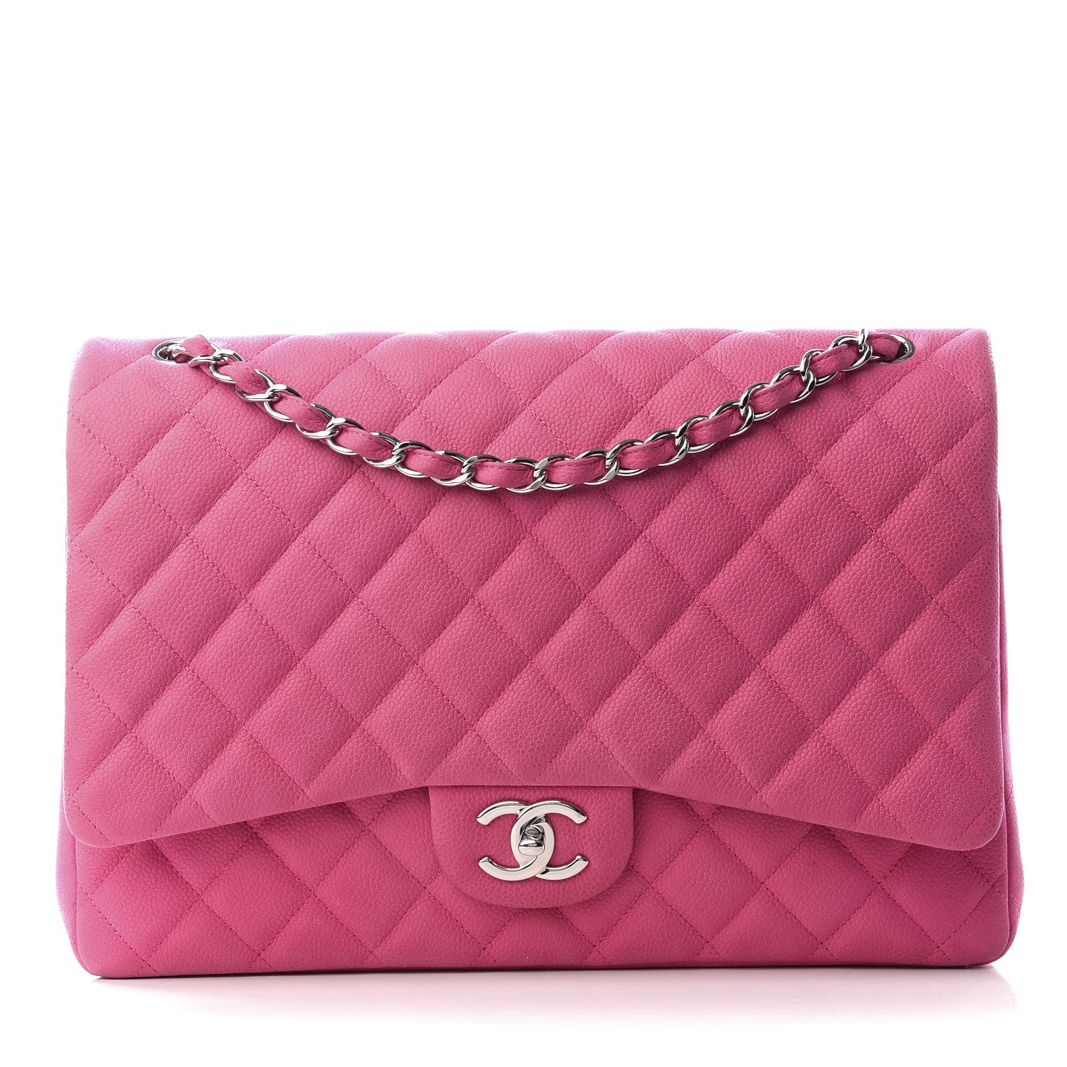 Chanel Iridescent Caviar Quilted Maxi Double Flap Hot Pink 1 of 9