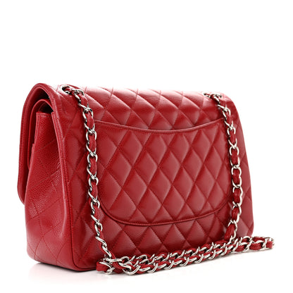 Chanel Caviar Quilted Jumbo Double Flap Dark Red 3 of 13