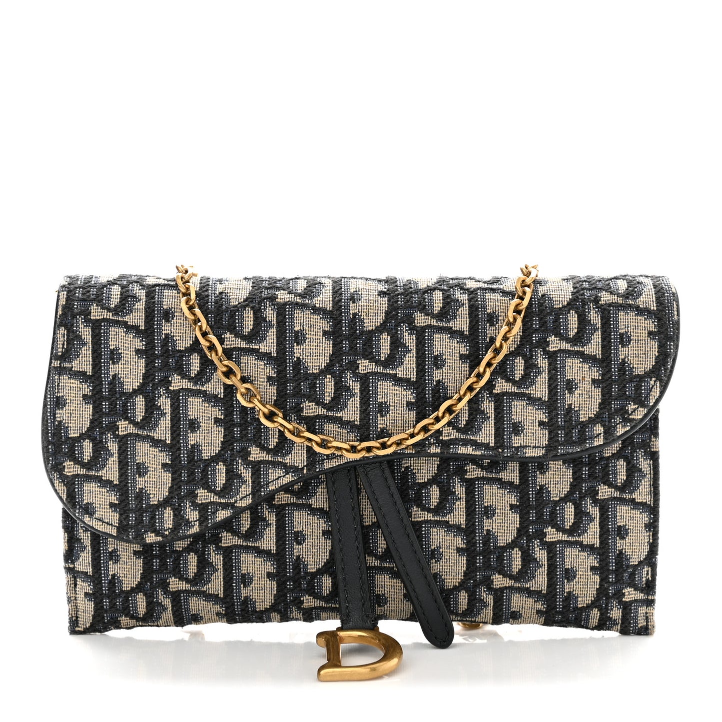Oblique Saddle Chain Long Wallet Blue