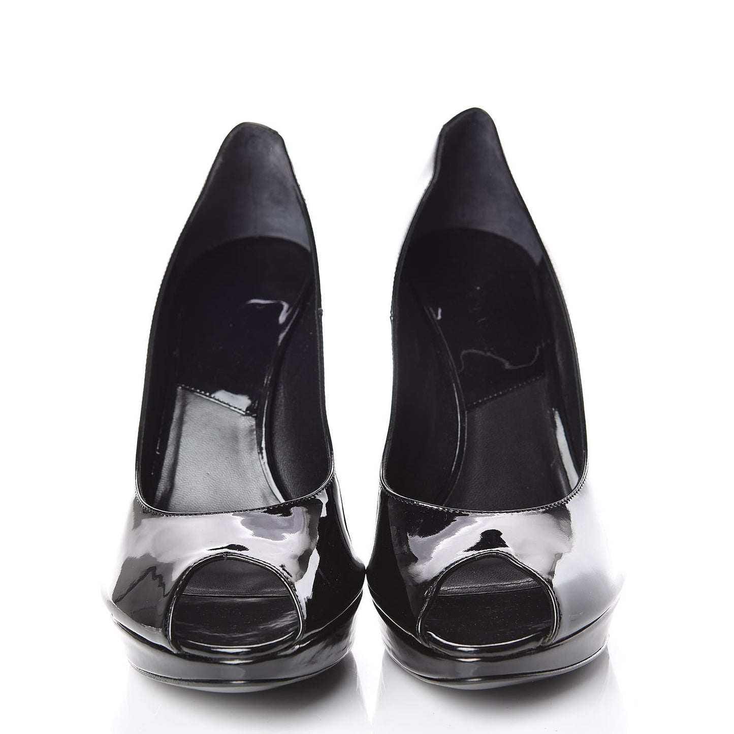 Patent Peep Toe Pumps 39.5 Black