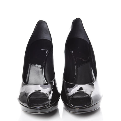 Christian Dior Patent Peep Toe Pumps 39.5 Black 2 of 9