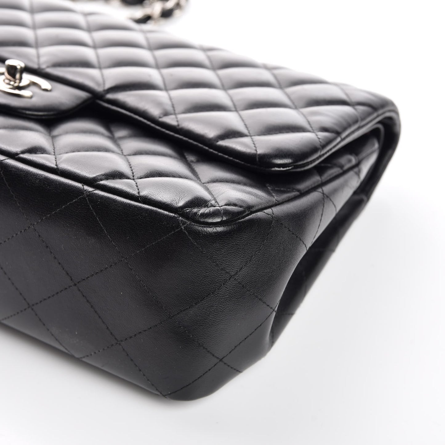Lambskin Quilted Jumbo Double Flap Black
