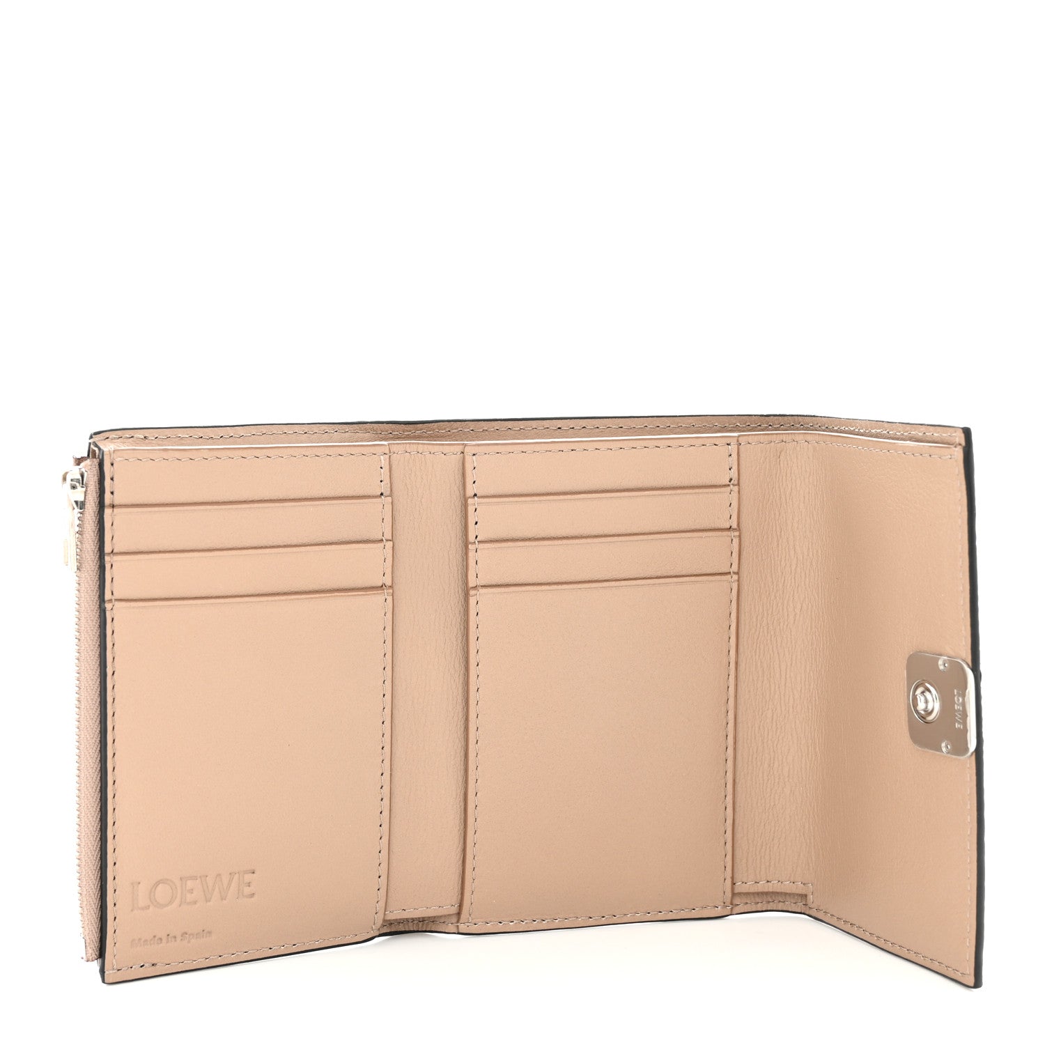 Loewe Grained Calfskin Anagram Trifold Wallet Taupe 6 of 9