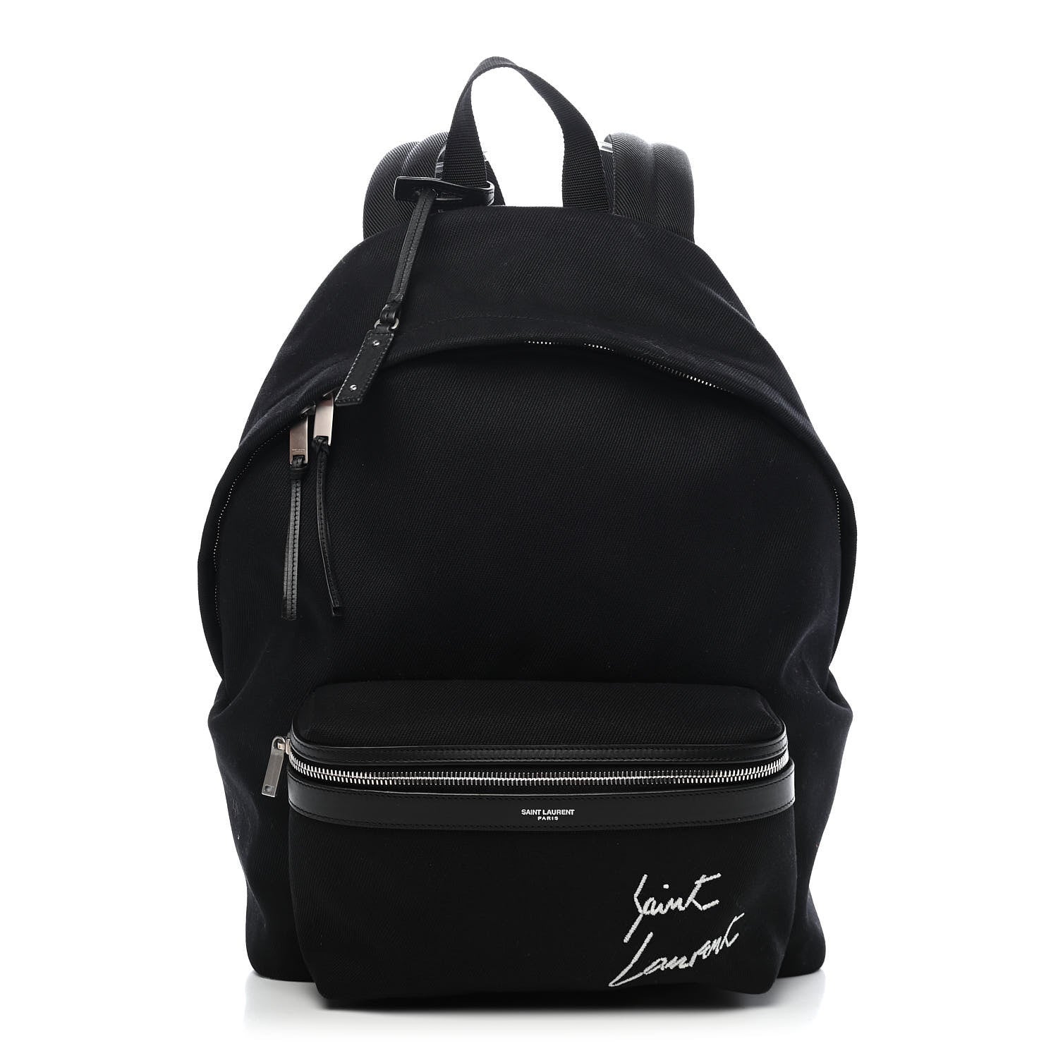 Saint Laurent Canvas Signature Embroidered City Backpack Black 1 of 7