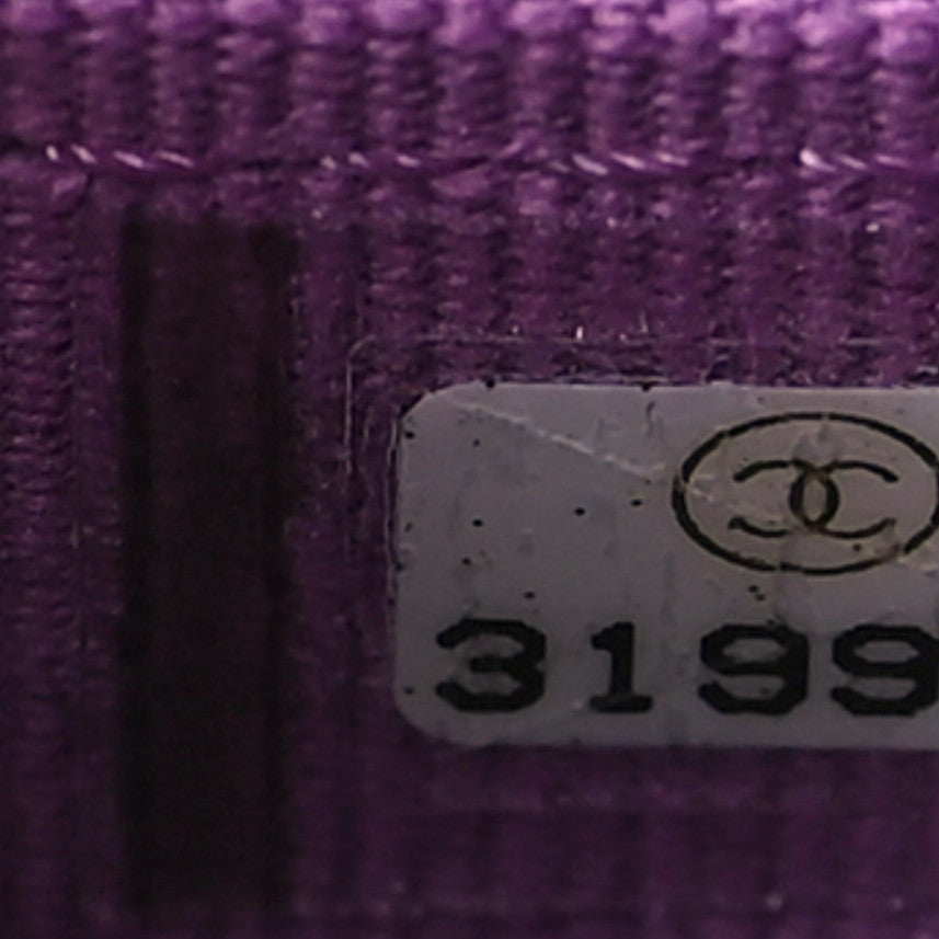 Caviar Quilted Flap Card Holder Wallet Purple