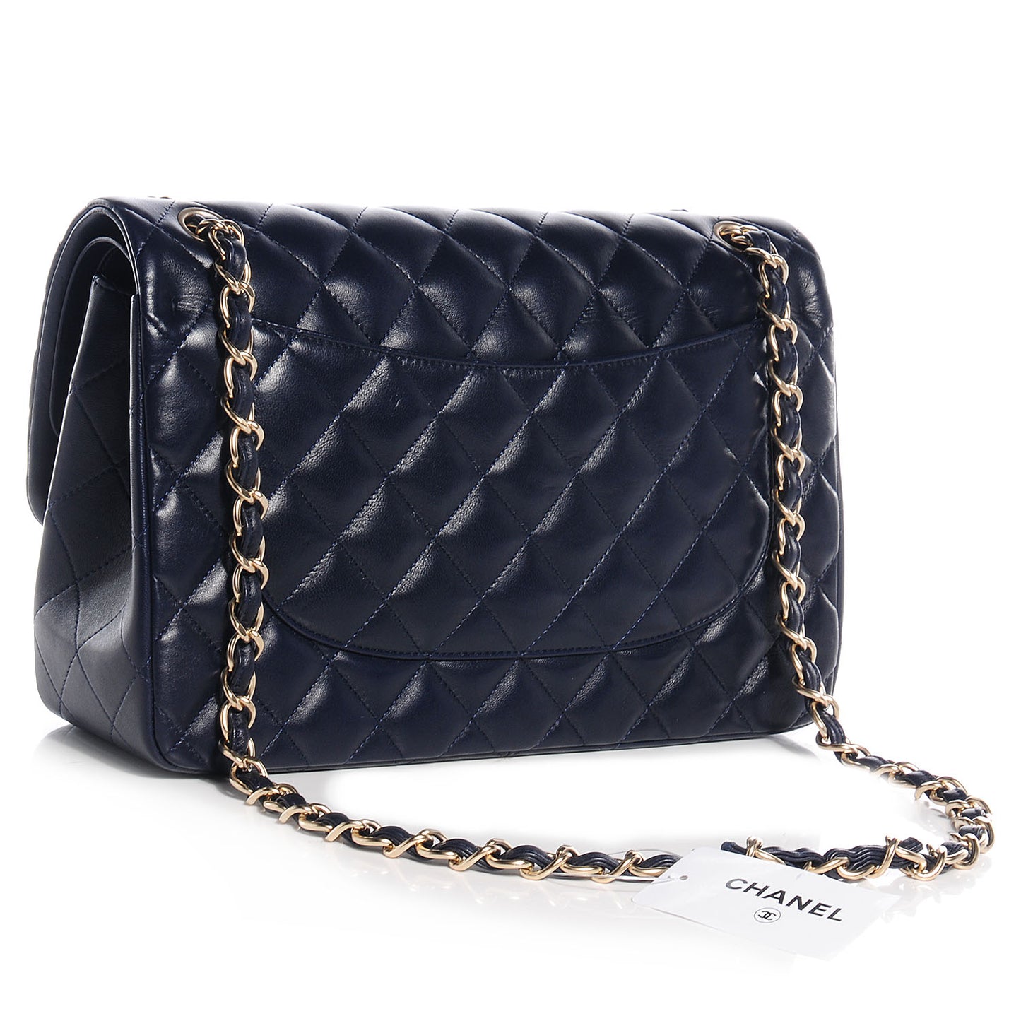 Lambskin Jumbo Double Flap Navy Blue