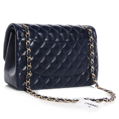 Chanel Lambskin Jumbo Double Flap Navy Blue 3 of 8