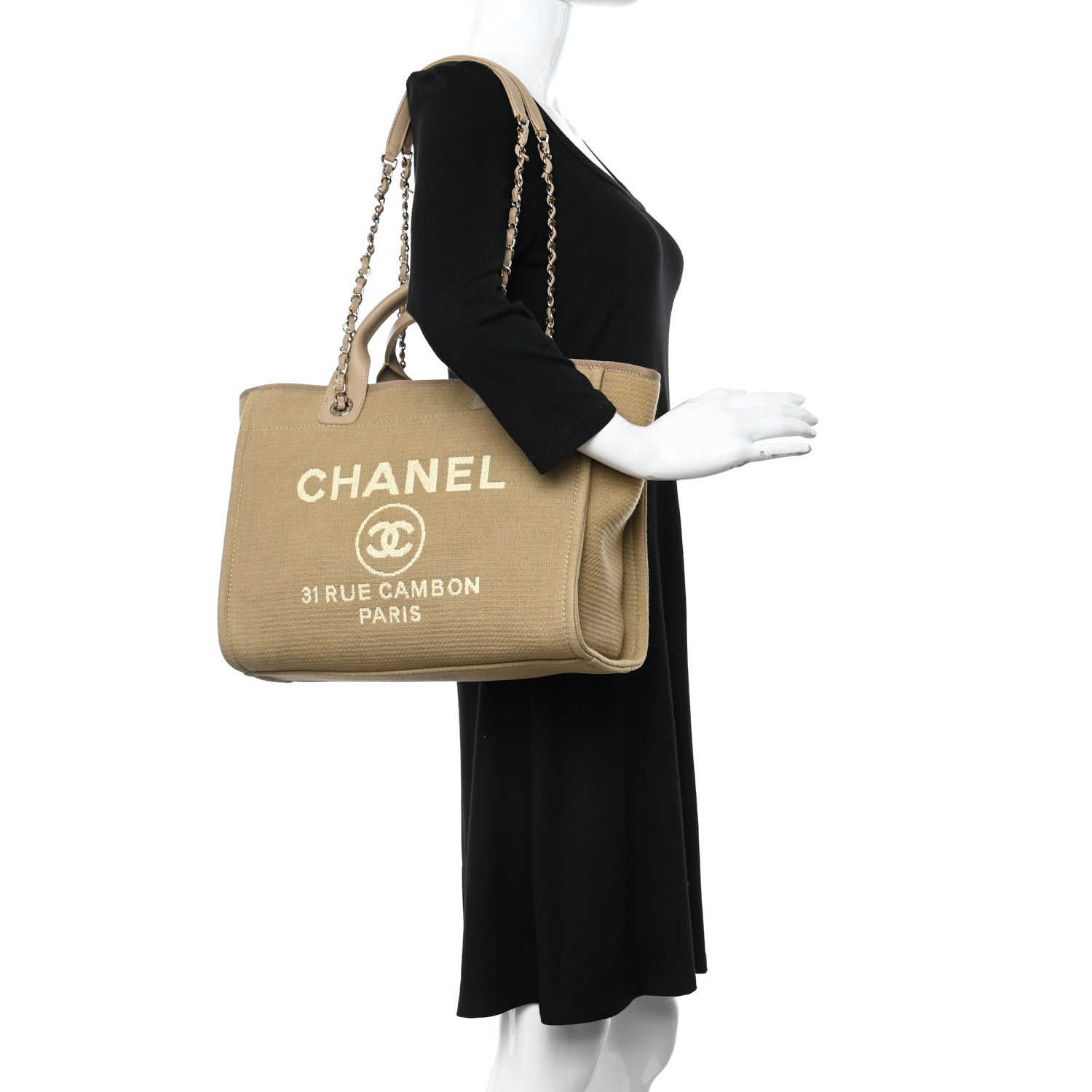 Chanel Mixed Fibers Medium Deauville Tote Beige 2 of 15