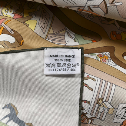 Hermes Silk Academia Hippica Scarf 90 White Rose Poudre Beige 2 of 4