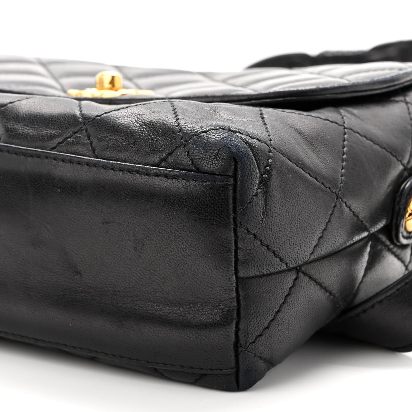 Lambskin Quilted CC Flap Shoulder Bag Black