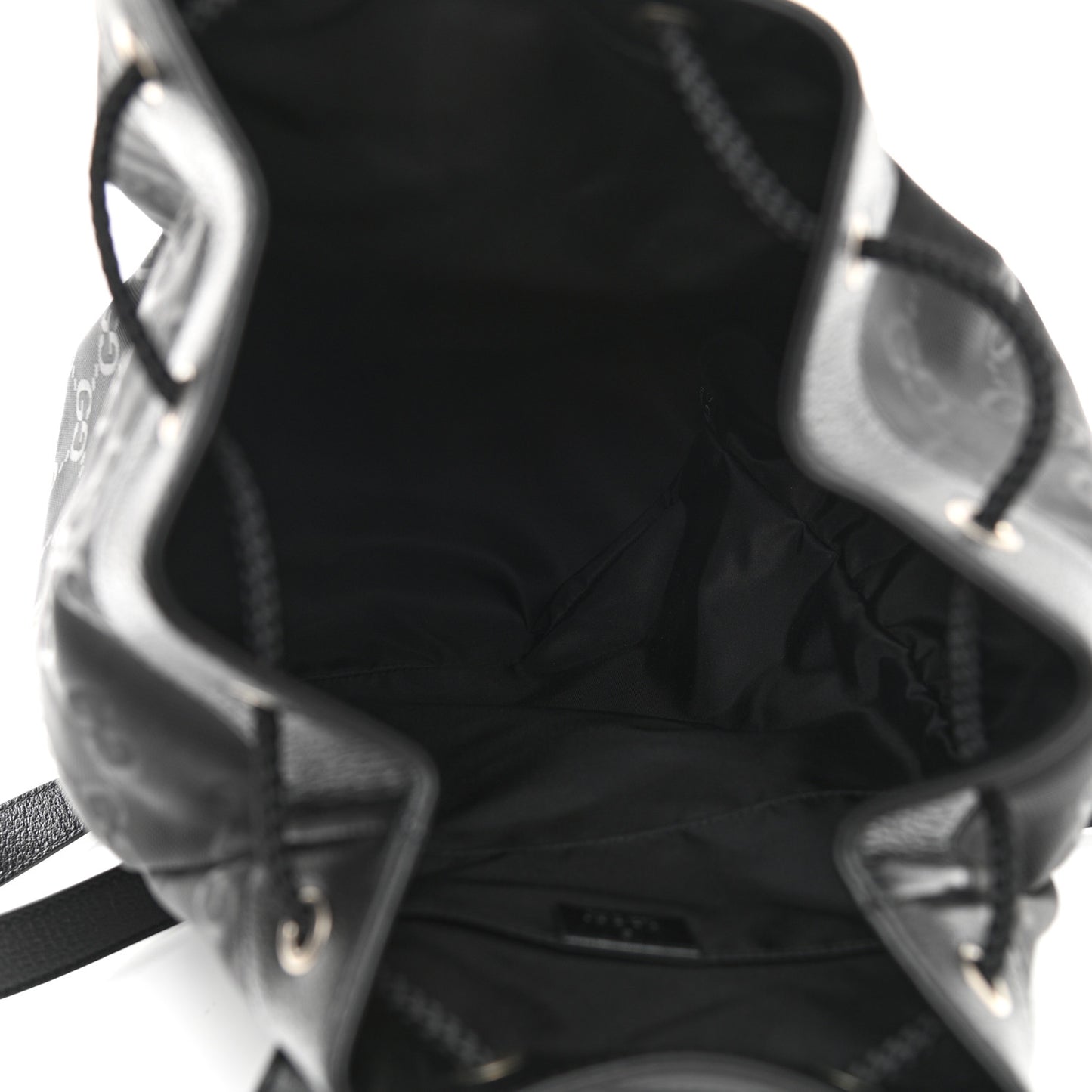 Econyl Nylon Monogram Off The Grid Drawstring Bucket Backpack Black