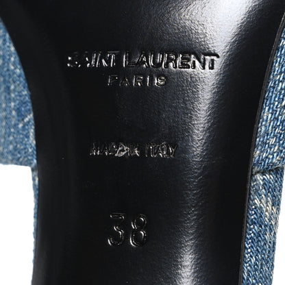Saint Laurent Denim Monogram La 16 Mule Sandals 38 Blue Jeans 8 of 11