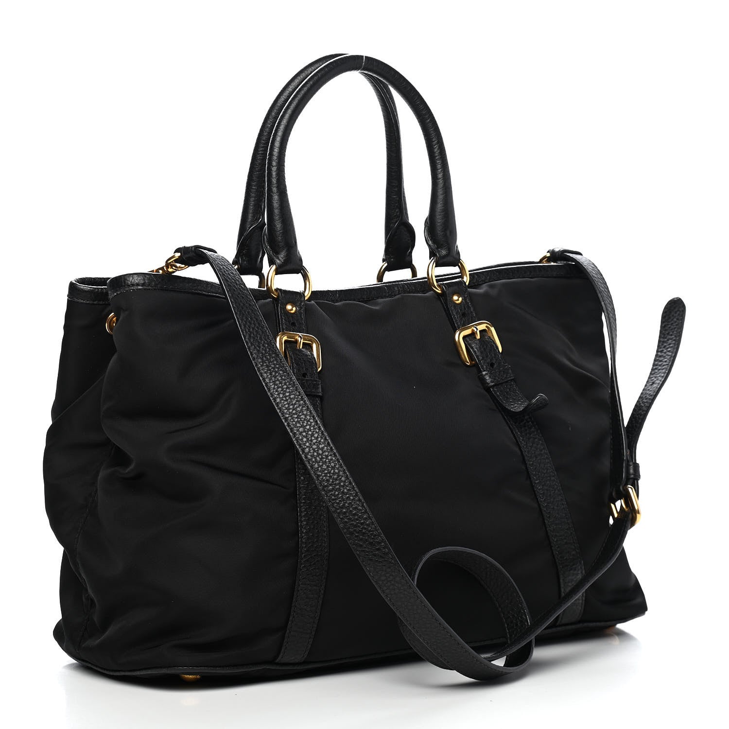Prada Tessuto Nylon Saffiano Tote Black 2 of 8