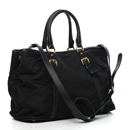 Prada Tessuto Nylon Saffiano Tote Black 2 of 8