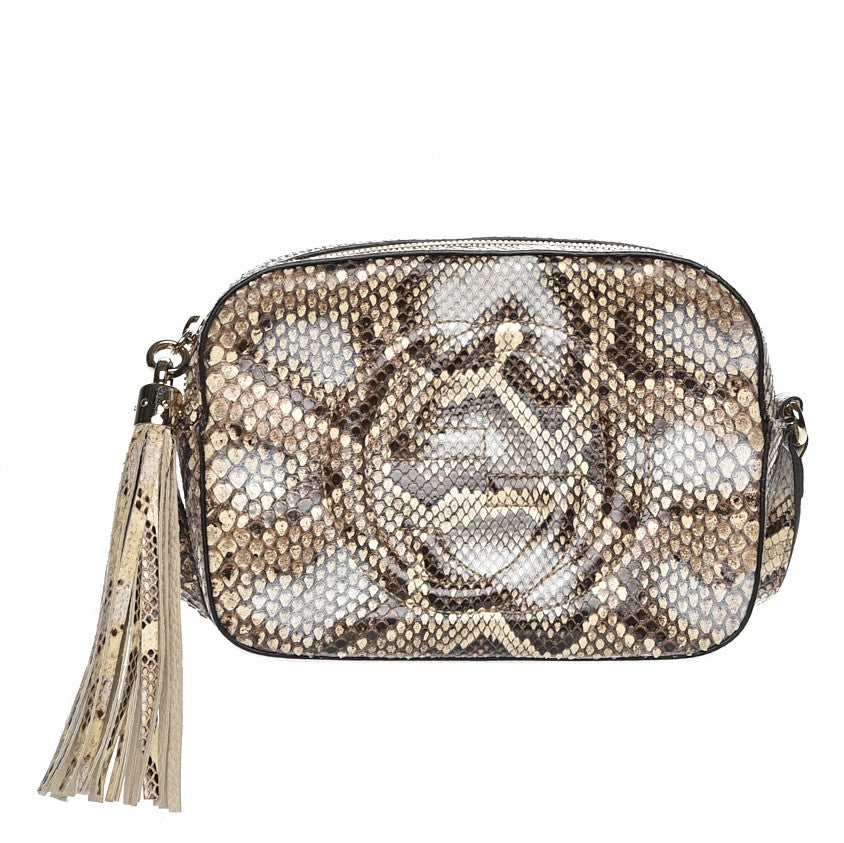 Gucci Python Small Soho Disco Bag Off White Nut Brown Beige 1 of 7