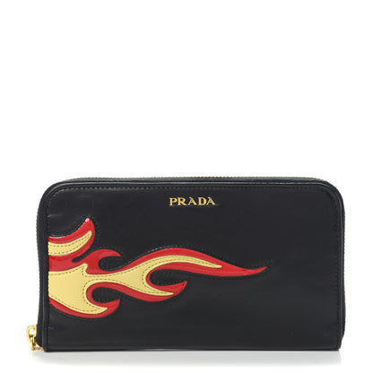 Prada Nappa Flame Zip Around Wallet Black 1 of 9