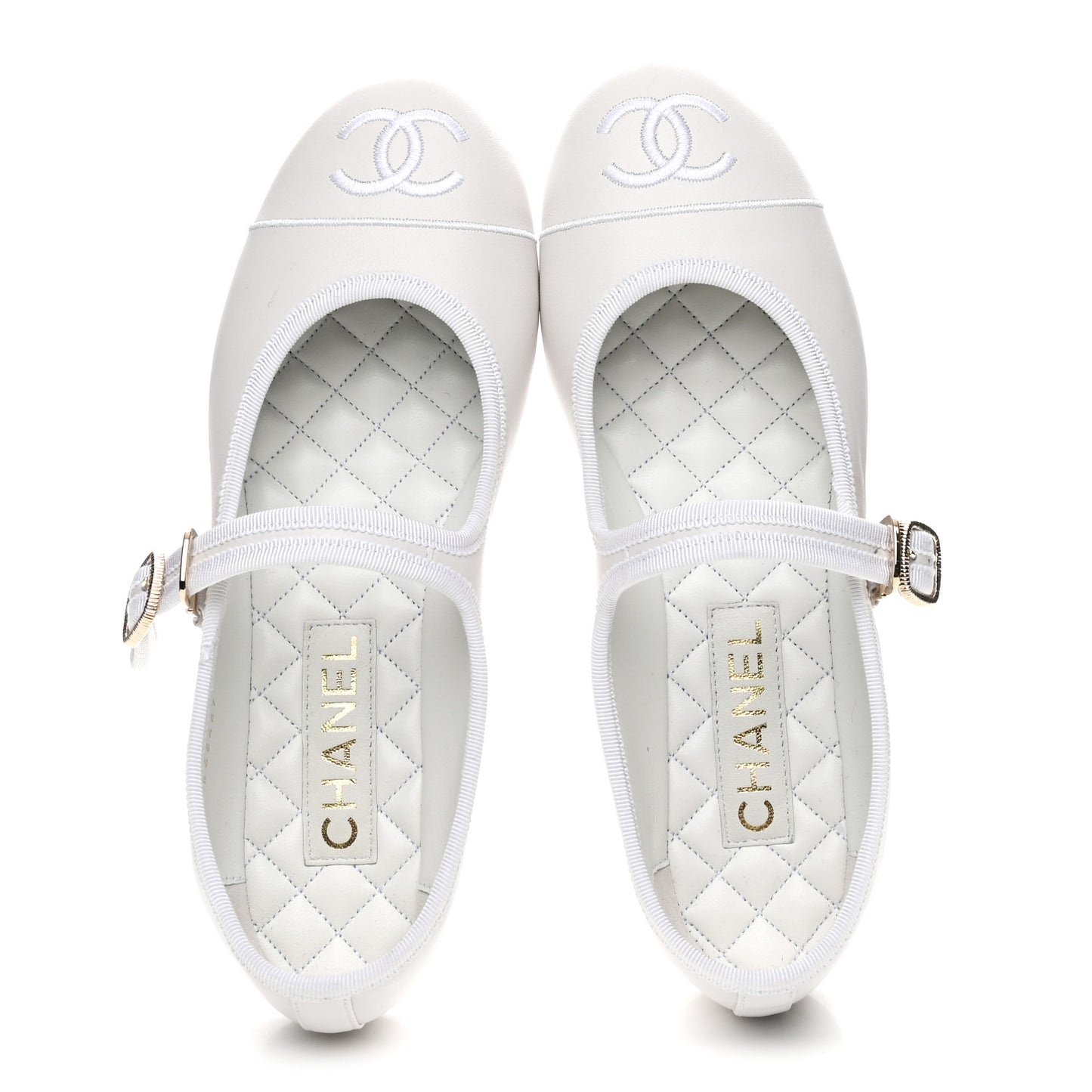 Lambskin Mary Jane Flats 38.5 White