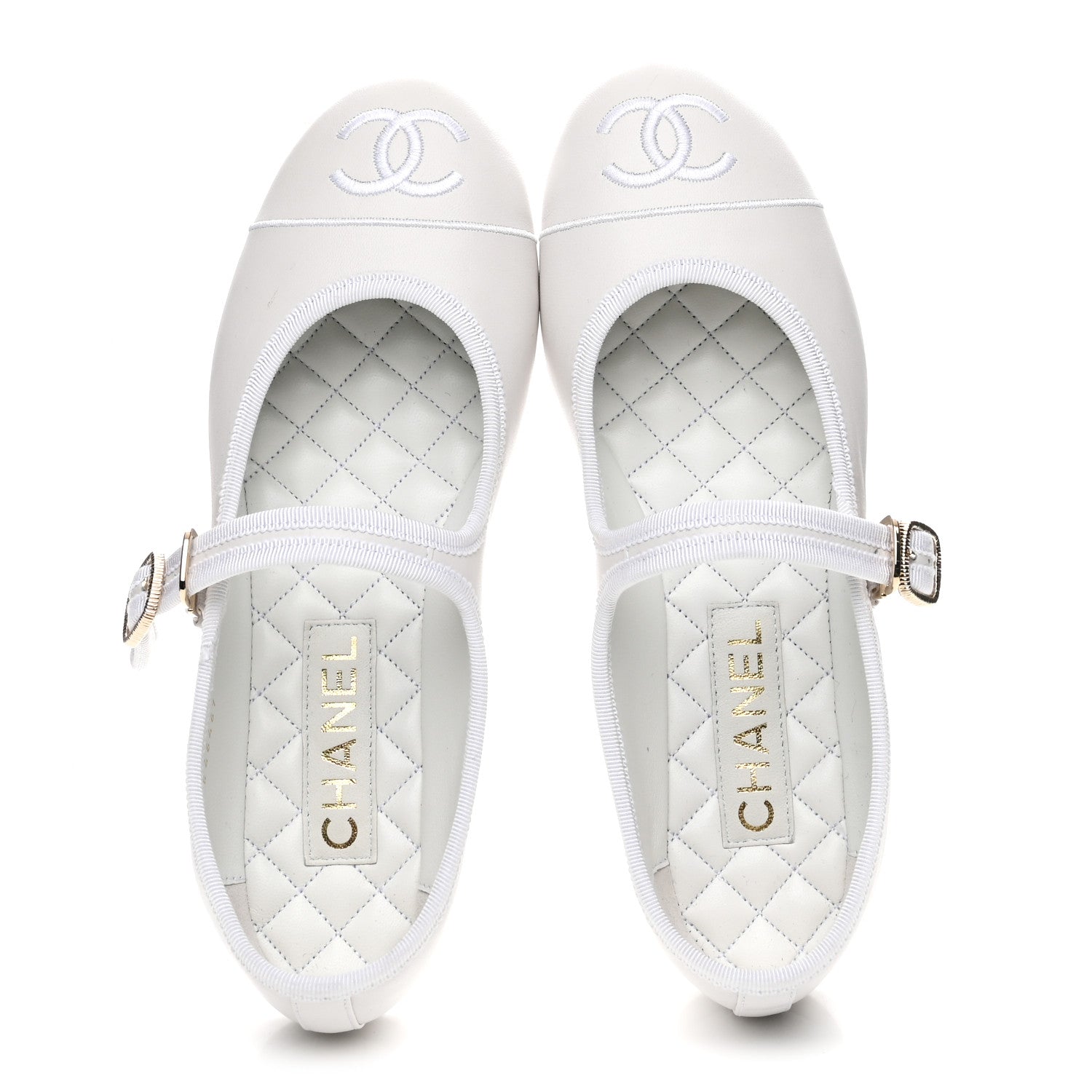 Chanel Lambskin Mary Jane Flats 38.5 White 2 of 10