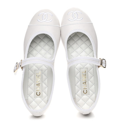 Chanel Lambskin Mary Jane Flats 38.5 White 2 of 10