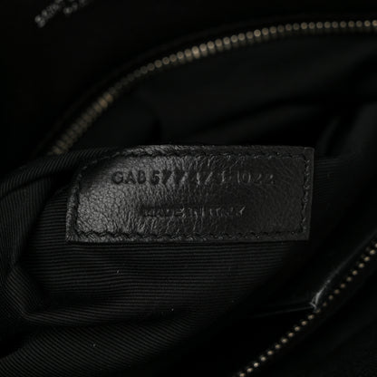 Saint Laurent Lambskin Quilted Medium Loulou Puffer Monogram Chain Satchel Black 7 of 10