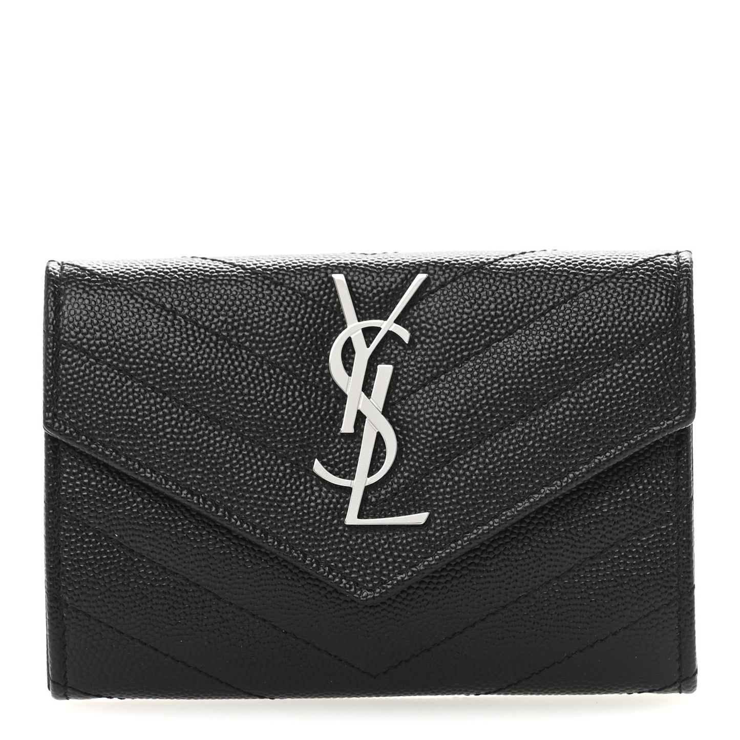 Grain De Poudre Matelasse Chevron Small Monogram Envelope Wallet Black