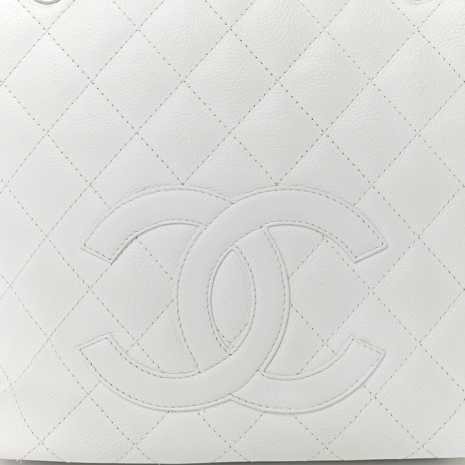 Chanel Caviar Quilted Petit Shopping Tote PST White 7 of 11