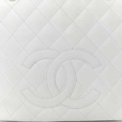 Chanel Caviar Quilted Petit Shopping Tote PST White 7 of 11