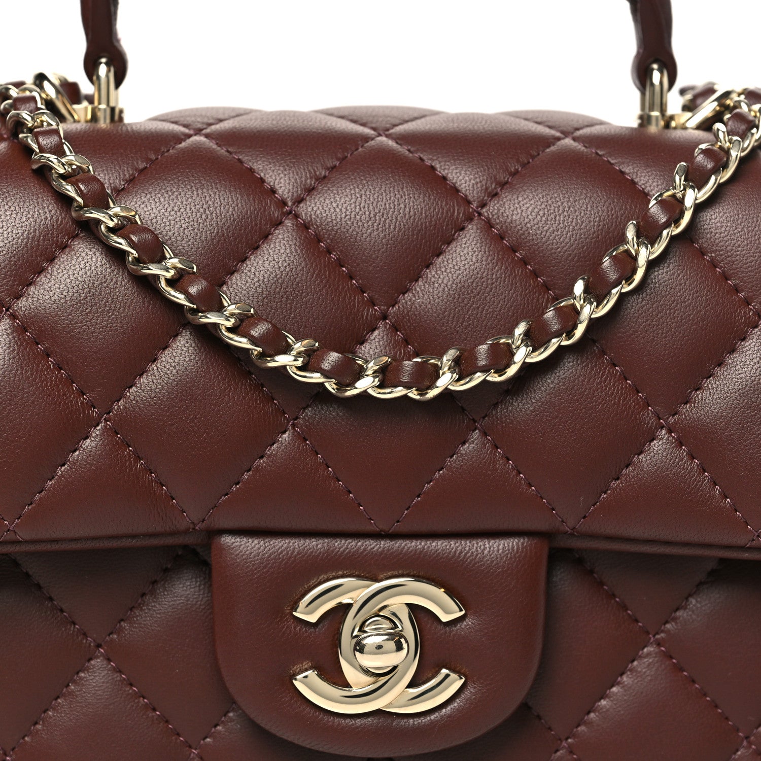 Chanel Lambskin Quilted Mini Top Handle Rectangular Flap Dark