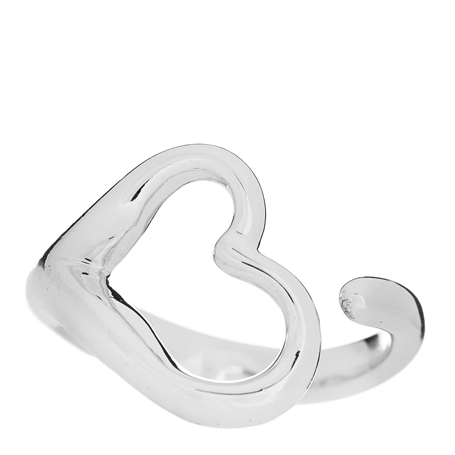 Tiffany Sterling Silver Elsa Peretti Open Heart Ring 52 6 1 of 5