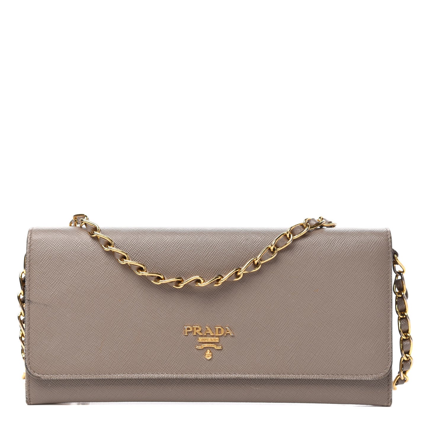 Saffiano Metal Oro Chain Wallet Argilla