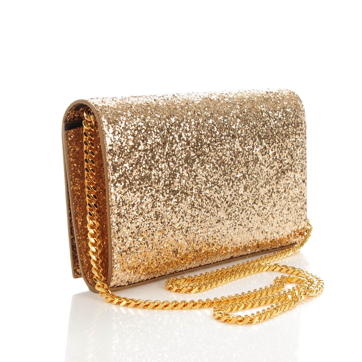 Saint Laurent Glitter Galactica Monogram Chain Wallet Platino 3 of 7