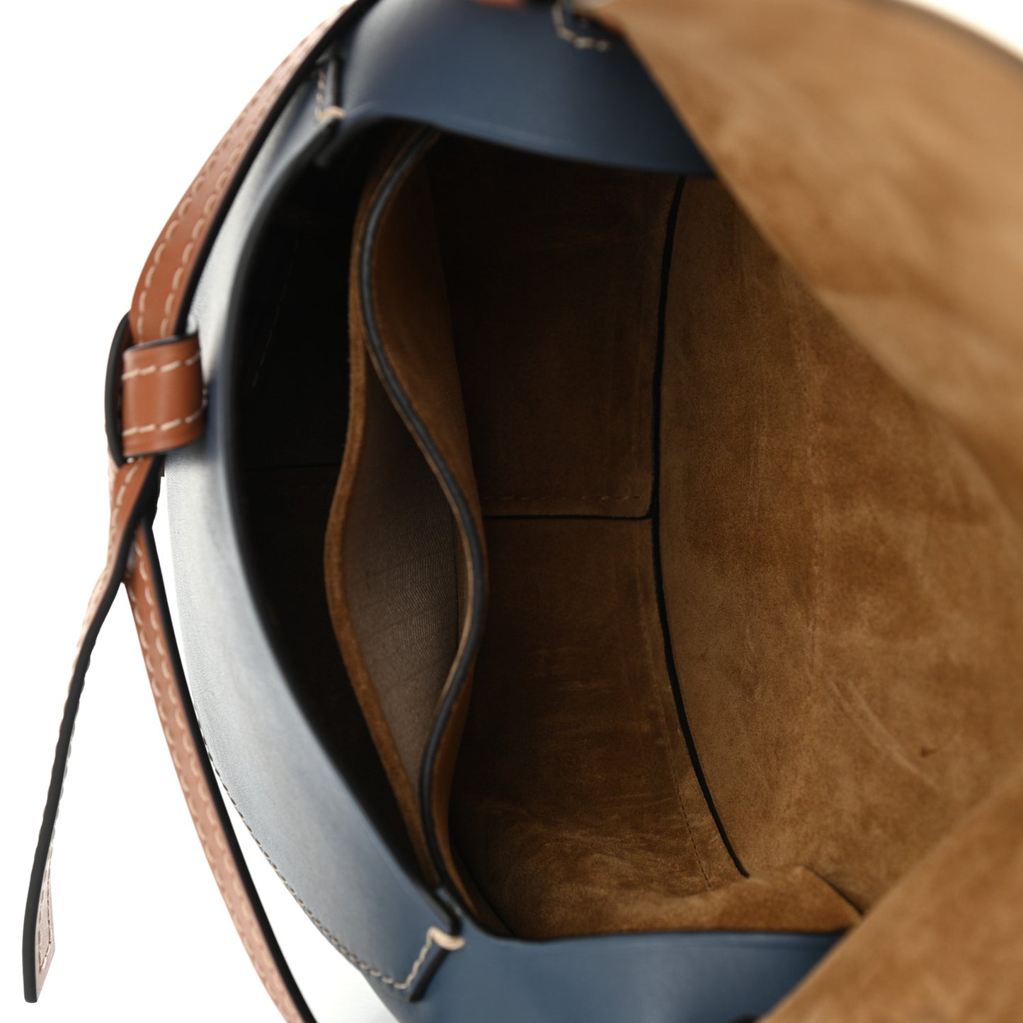 Calfskin Small Gate Crossbody Bag Tan Steel Blue