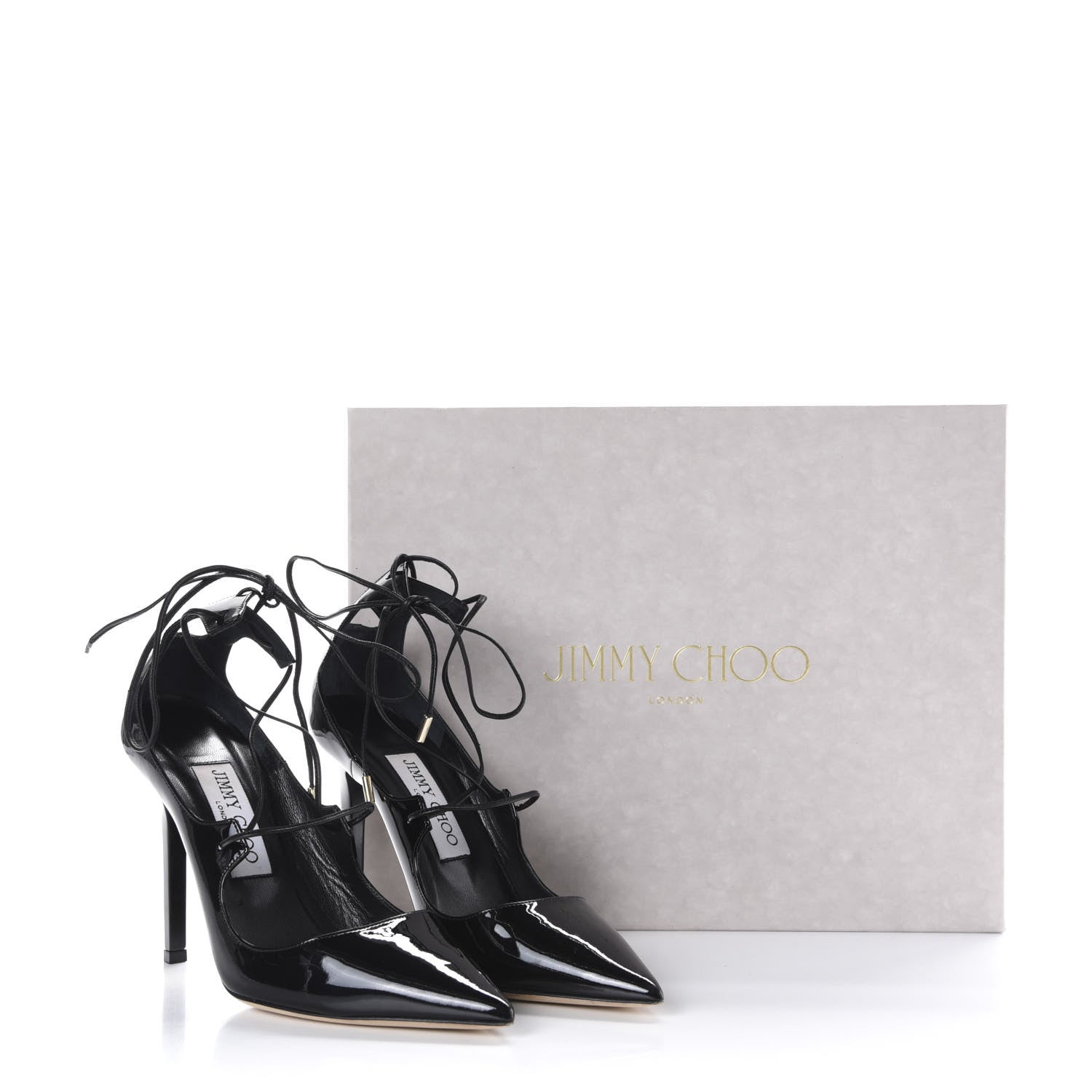 Jimmy Choo Patent Lace Up Vita 100 Pumps 36 Black 10 of 10