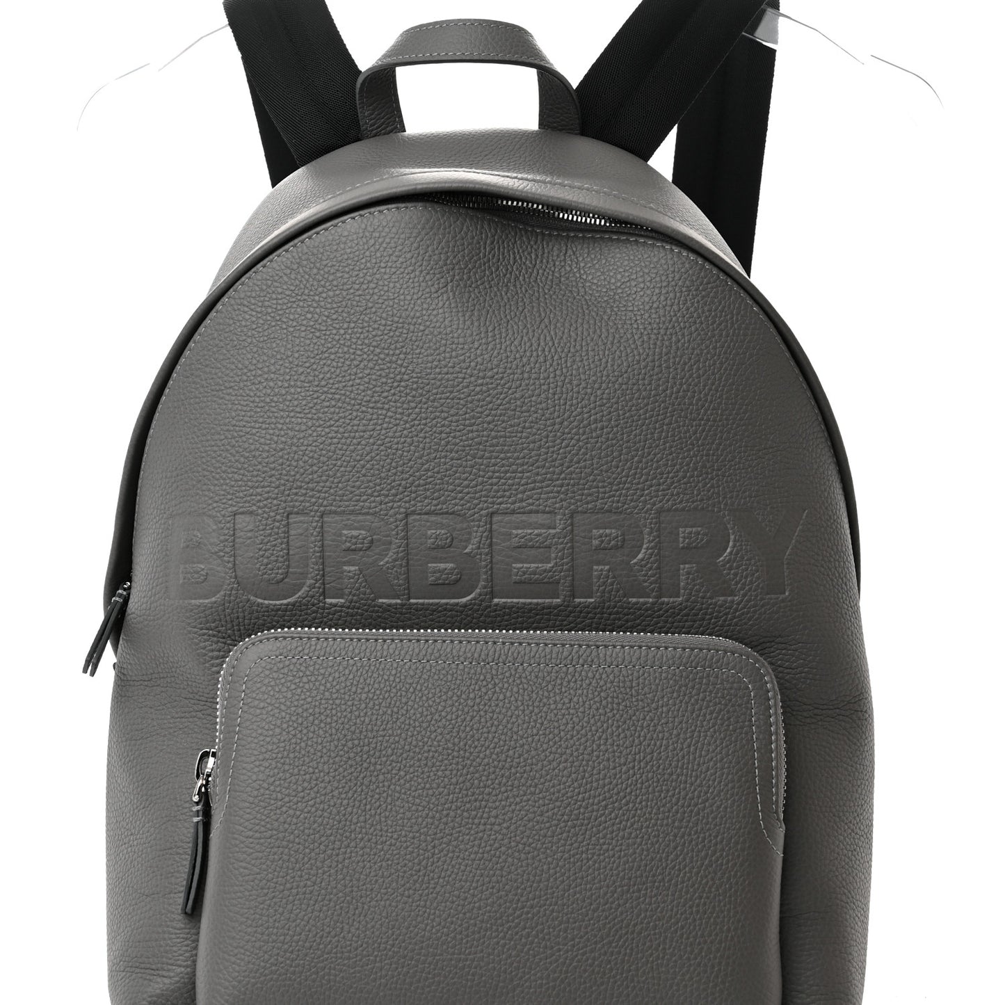 Calfskin Logo Embossed Backpack Charcoal Grey
