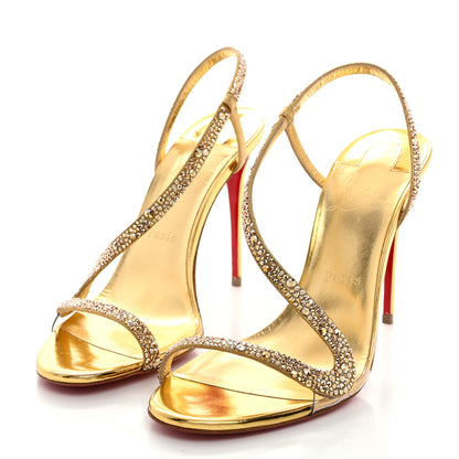 Christian Louboutin Crystal Strass Rosalie 100 Sandals 38.5 Cry Aurum Gold 3 of 10