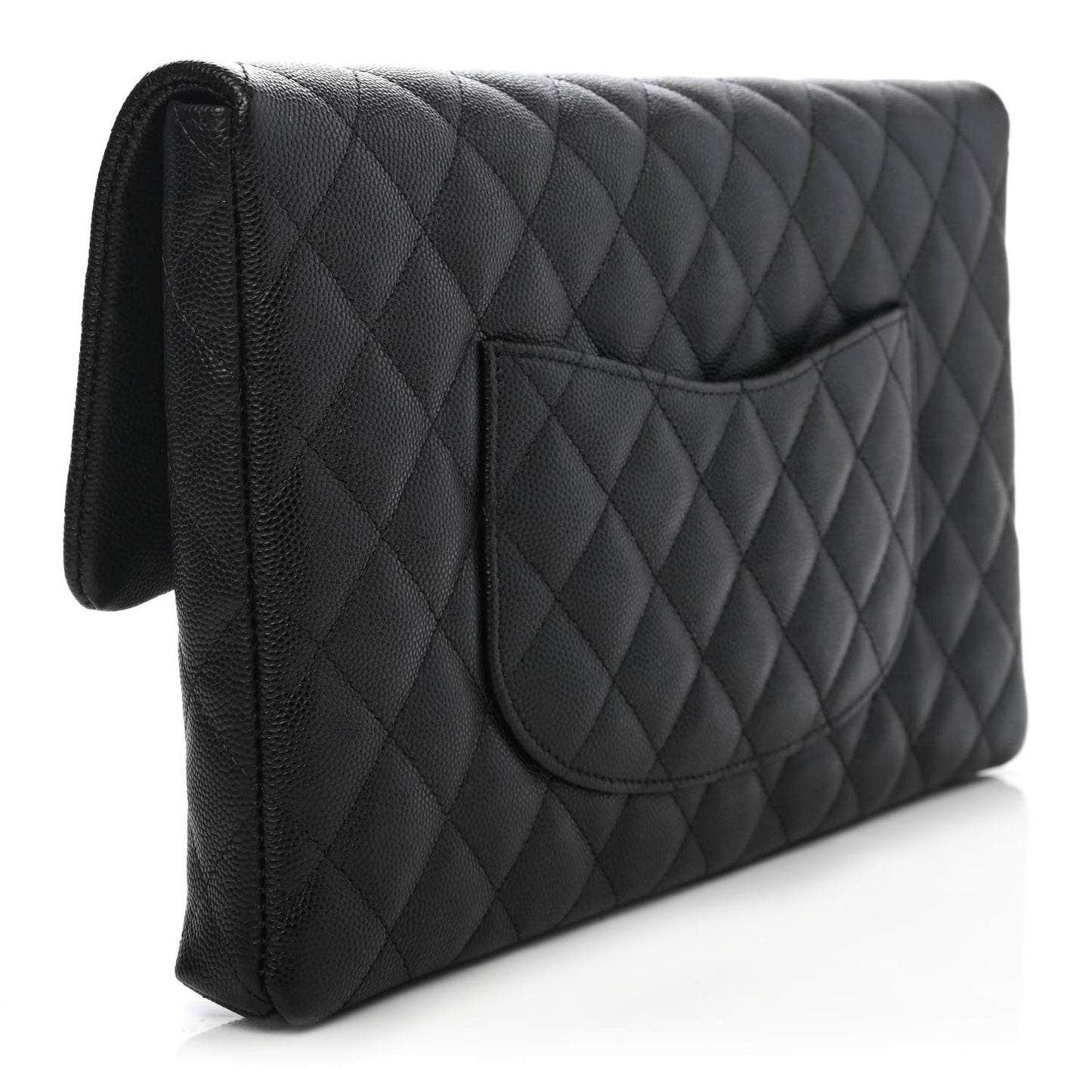 Caviar Quilted Flap Clutch Black