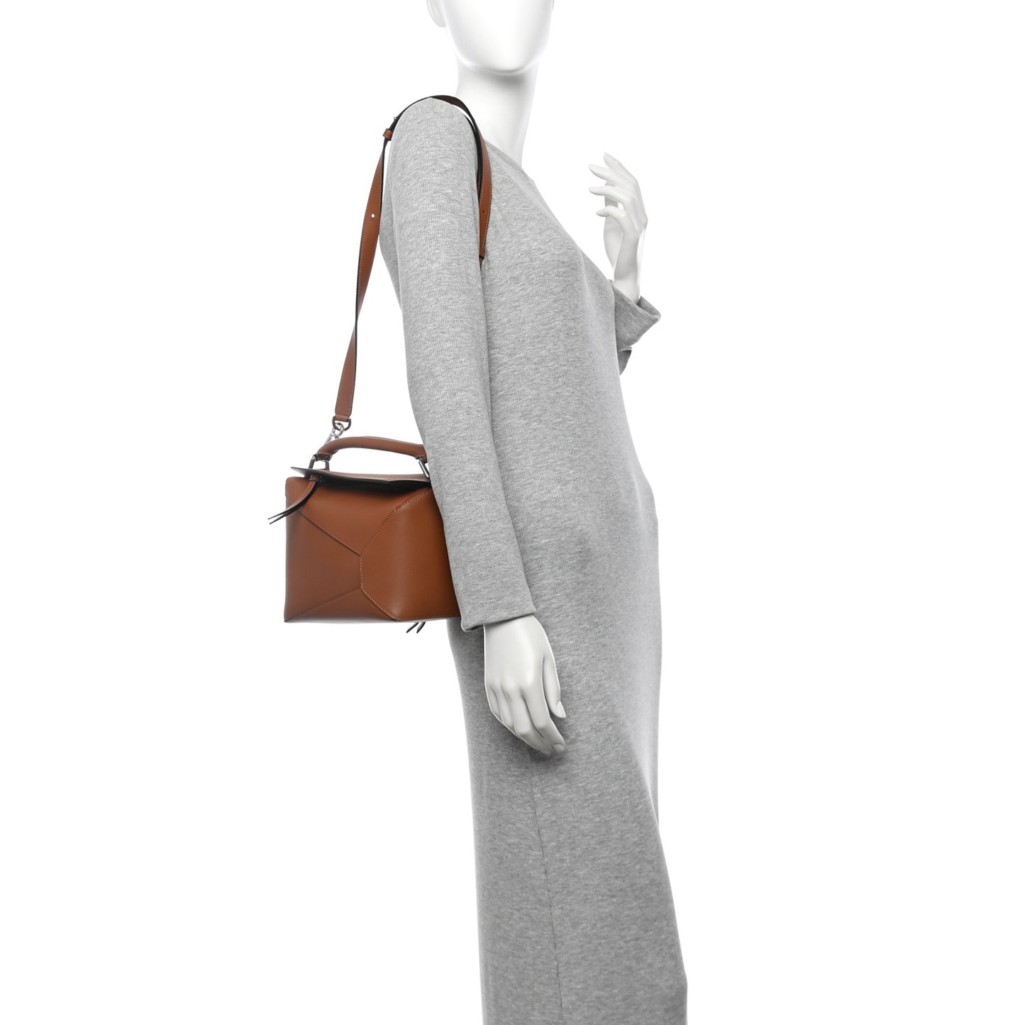 Calfskin Small Puzzle Edge Bag Tan