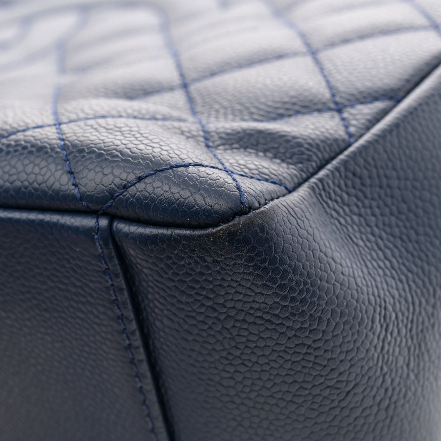 Chanel Caviar Quilted Grand Shopping Tote GST Dark Navy Blue 14 of 15