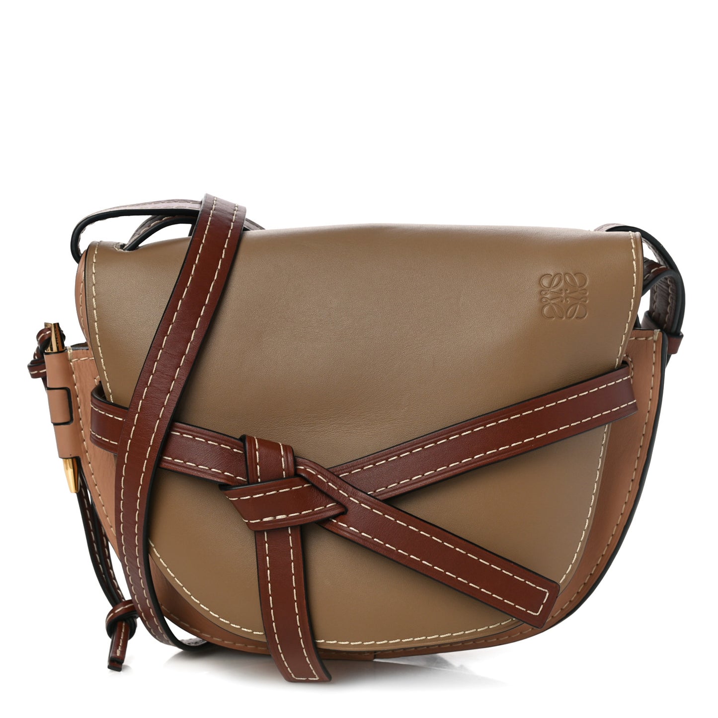 Calfskin Small Gate Crossbody Bag Taupe
