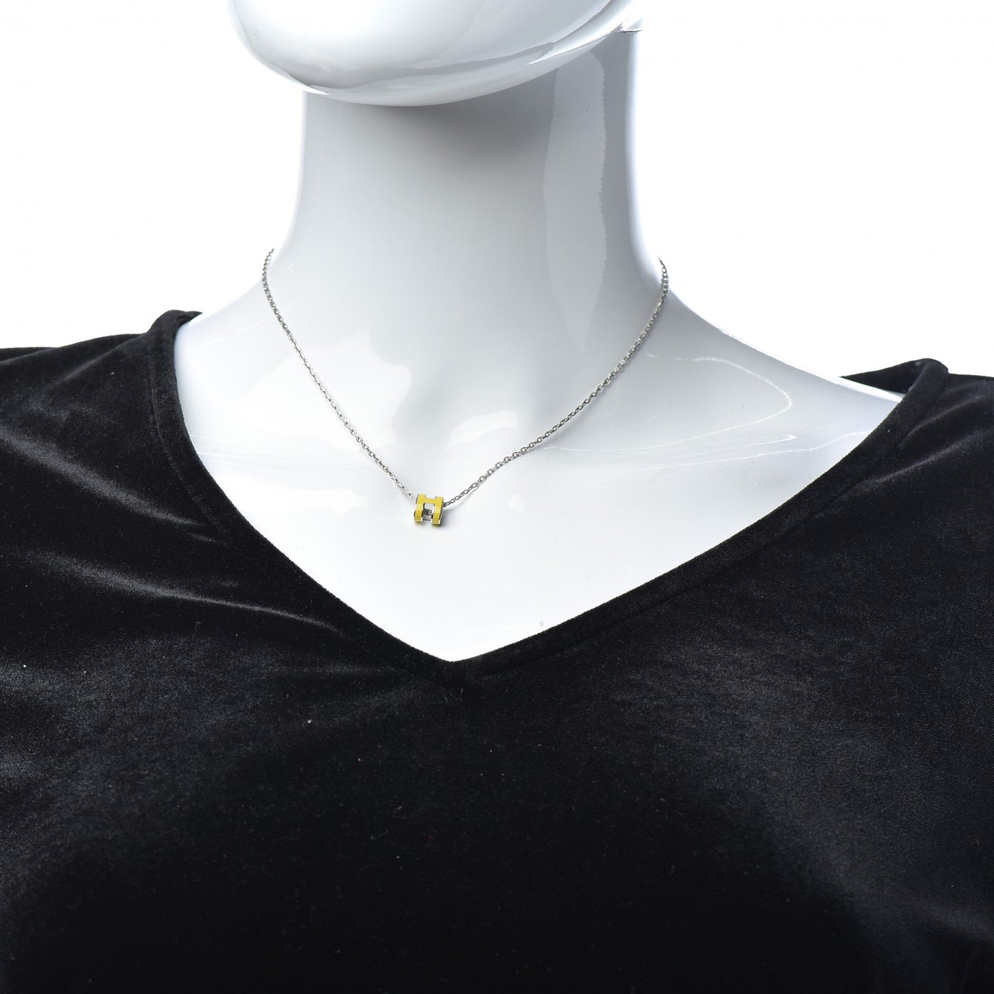 Lacquered Palladium Mini Pop H Pendant Necklace New Lime