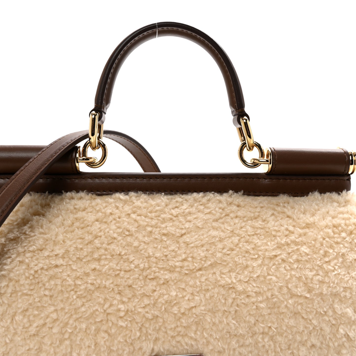 Faux Fur Vitello Medium Miss Sicily Satchel Caffe Latte Marrone
